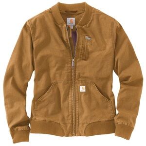 Carhartt Tan Brown Sandstone Zip Bomber Rugged Flex Relaxed Fit Canvas Jacket